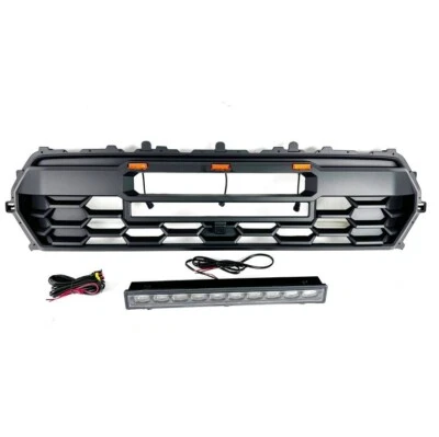 Para Toyota Tacoma TRD Sport 2025 Doble Cabina Parrilla Parrilla con 3 Luces Ámbar + BARRA LED Foto 1 de 4
