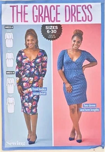 UNCUT Simply Sewing The Grace Dress Classic Wrap Style Dress Pattern UK 6 - 30 - Picture 1 of 3