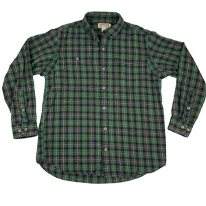 DULUTH TRADING Mens Shirt Size XL Flannel Button Down Cotton Green Black Plaid - Picture 1 of 8