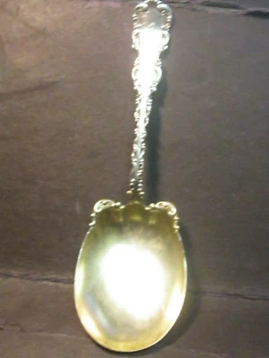 Sterling Whiting Louis XV  CASSEROLE BERRY SPOON Gold Wash Bowl 9"   Mono G or C - Image 1 of 3