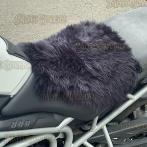 Black Universal Motorcycle Sheepskin Seat Pad Adventure Touring Accessories ADV - Picture 1 of 4