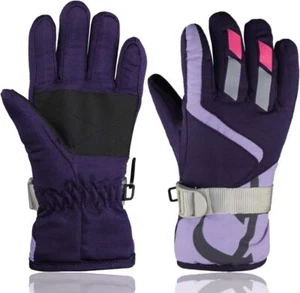 YR.Lover Children Ski Gloves Winter Warm Outdoor Riding S-2-4y, Purple  - Picture 1 of 7