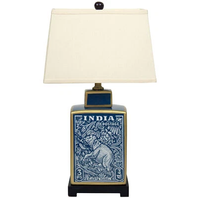 23" Blue Indian Elephant Table Lamp - Image 1 of 4