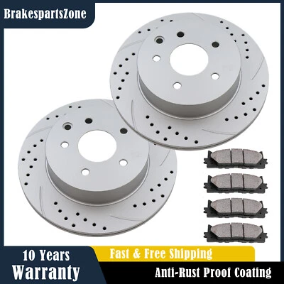 Pastilhas de rotores de freio traseiro 292 mm para freios com fenda perfurados Nissan 350Z Leaf Rogue - Imagem 1 de 4