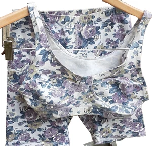 Vintage Perpetual Motion Activewear Set Mädchen Größe M Shorts & Top lila Blumenmuster - Bild 1 von 16