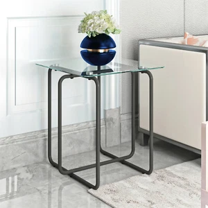 Glass End Side Table for Living Room Nightstand Bedside Table Small Coffee Table - Picture 1 of 17