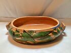 VINTAGE MEXICAN Red CLAY FOLK ART, 2-Handled Oval bowl  HAND PAINTED/HAND MADE