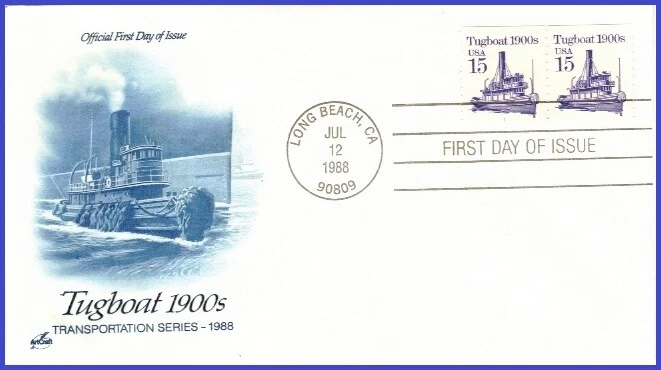 USA3 #2260 Pl #1 U/A ARTCRAFT FDC PNC2  Tugboat - Image 1 of 1
