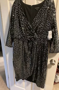 NEW LANE BRYANT Faux Wrap SEQUIN VELVET SHEATH DRESS SZ 18 Holiday cocktail - Picture 1 of 7