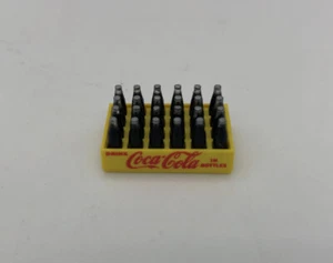 Miniature 3/4 Inch Coca Cola Soda Crate With 24 Mini Bottles Red Writing - Picture 1 of 3