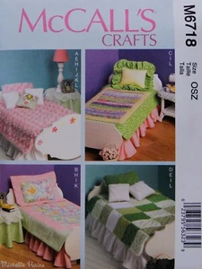 Muebles de dormitorio para muñeca 2013 18" ropa de cama patrón de costura McCall's 6718 nuevo fuera de stock - Imagen 1 de 3