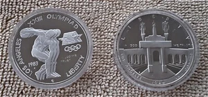 SILVER GOING UP-1983s & 1984s U.S.Olympic Proof Silver Dollar Commemorative Set - Picture 1 of 5