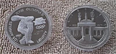 SILVER GOING UP-1983s & 1984s U.S.Olympic Proof Silver Dollar Commemorative Set - Image 1 of 4