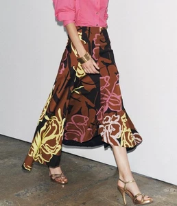 new ZARA ZW COLLECTION PRINTED ASYMMETRIC SKIRT,A-line,cotton,mid-rise,M,3042857 - Picture 1 of 19