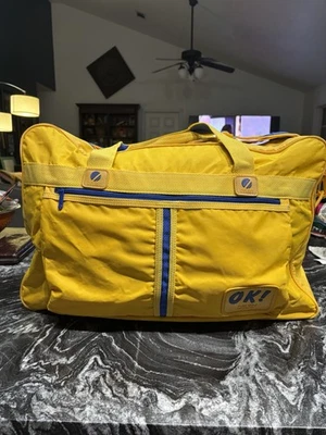 Bolso de Lona Delsey RARO DE COLECCIÓN de los años 80 Amarillo y Azul Foto 1 de 4