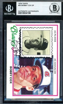 Bobby Cox Beckett BAS Vintage Signed 1978 Topps Autograph - Image 1 of 2