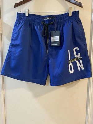 Dsquared2 Men Icon Logo Swim Trunks XXL Blue Nylon Beach Trunk Brand New w/Tags - Image 1 of 4