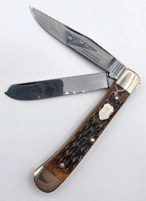 CUCHILLO TRAMPERO TAMAÑO COMPLETO HEINR BOKER SOLINGEN ALEMANIA CIERVO MARCA ÁRBOL BAUMWERK Foto 1 de 4