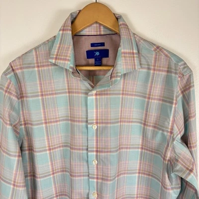 Camisa de vestir EGARA sin planchar para hombre grande puño abatible algodón manga larga pastel a cuadros Foto 1 de 4