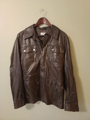 Vintage 70s Etienne Aigner Brown  Leather Coat Jacket Women's Sz 48 (Medium)  - Image 1 of 4
