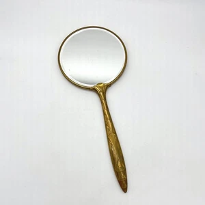 Vintage Double Sided Magnifying Brass Hand Mirror Vanity Mirror Art Deco - Picture 1 of 9