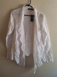 Ralph Lauren Black Label Women Long Sleeves Lace Jacket White $225 - Picture 1 of 7