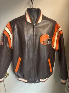 VTG Cleveland Browns Leather Zipper Jacket Large G III NFL EST 1946 - Picture 1 of 15