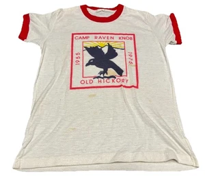 Camiseta Vintage Años 70 80 Timbre Camping Scout Staff Talla S 1975 - Imagen 1 de 3