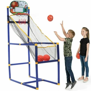 Childrens Indoor Outdoor Arcade Style Basketball Stand With Net Hoop Balls Pump - Picture 1 of 1