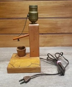 Vtg MCM Water Well Pump Lamp Base, Wooden Rustic Primitive Works - Picture 1 of 17