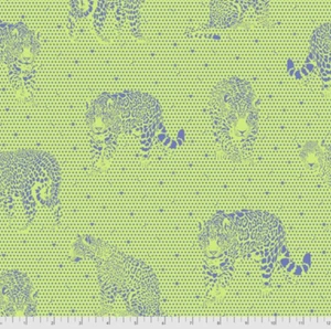 Free Spirit Tula Pink PWTP173 Daydreamer Lil Jaguars Kiwi Cotton Fabric By Yd - Picture 1 of 1