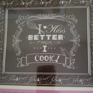 Artiste Stamped Cross-Stitch Kit, I KISS BETTER THAN I COOK Designed by Kooler - Picture 1 of 3