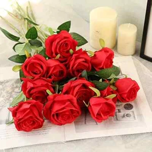12Pcs Realistic Artificial Rose Bouquet for Weddings, Birthdays, and More for Fl - Picture 1 of 22