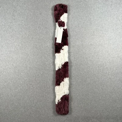 Womens 34 x 4 Rabbit Fur Scarf Collar White & Purple Striped NWT - Image 1 of 4