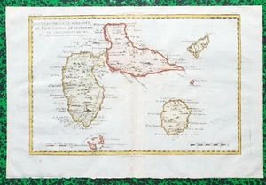 XVIII ème - Guadeloupe Marie Galante Saintes Belle Carte par Bonne 37x25 de 1770 - Picture 1 of 3