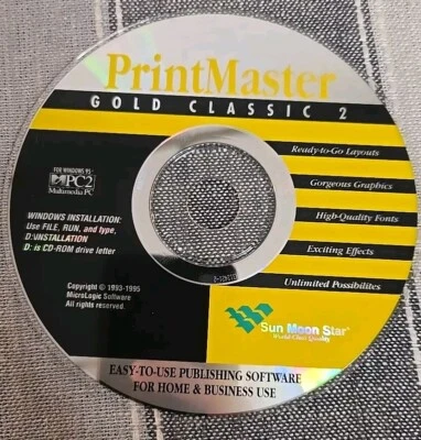 PrintMaster Gold Classic 2 PC CD-ROM  1995 Computer Software  - Image 1 of 2
