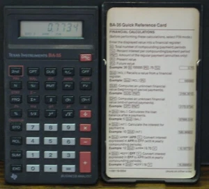 Texas Instruments Business Analyst TI BA-35 Solar Handheld Calculator - 1987 Vtg - Picture 1 of 6