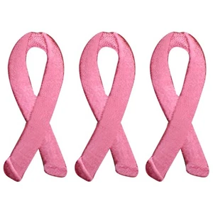 Pink Ribbon Applique Patch - Breast Cancer Awareness 2" (3-Pack, Iron on) - Picture 1 of 1