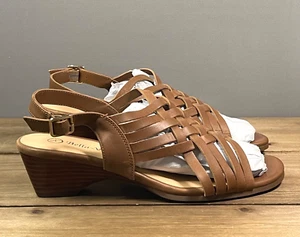 Bella Vita Women's Seble Strappy Slingback Wedge Sandals Size 9.5 Brown Leather - Picture 1 of 15