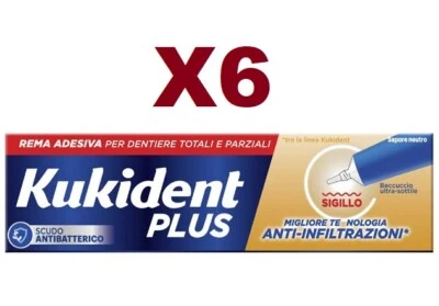 6PZ KUKIDENT PLUS SIGILLO ANTI INFILTRAZIONI CREMA ADESIVA PER PROTESI DENTIERA