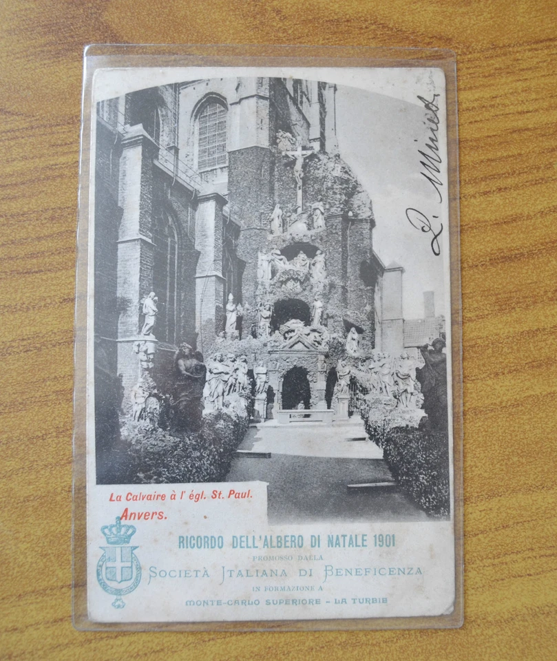 Card Memory Tree Christmas 1901 Soc Ital Charity Viaggiata 1902 Kk - Image 1 of 1