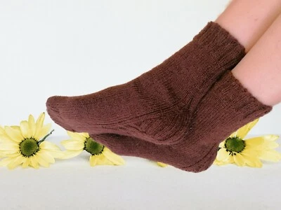 100% Alpaca Socks * Brown Ankle socks * Unisex socks *Antiallergic *  - Image 1 of 4