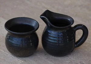 VINTAGE POTTERY Rowantrees Blue Hill Maine Creamer Sugar Bowl 1950's RARE FIND! - Picture 1 of 9