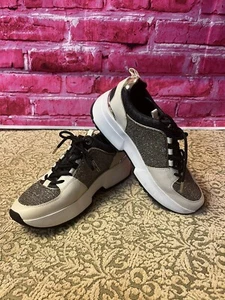New No Box Michael Kors Women White Leather Gold Glitter Sneakers,Sz.7.5 - Picture 1 of 11