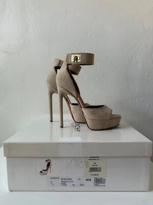 GIVENCHY SANDALIA MUJER GAMUZA BEIGE\ ROSA TIBURÓN TACÓN ALTO UE 37 (US 6 1/2) Foto 1 de 4