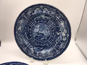 Historischer Staffordshire dunkelblaue Platte vierbeiniger Flussotter 2 verfügbar 1825 - Bild 1 von 8