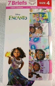 Girls Panties Multicolor Briefs Sz 4 Cotton New 7 PACK Disney Encanto - Picture 1 of 5