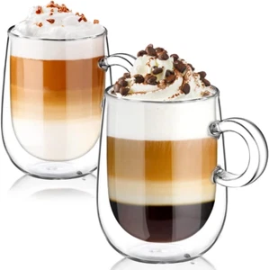 2 * 350Ml Tazza Caffè Doppio Vetro Borosilicato,Bicchieri Da Caffè a Doppia Pare - Foto 1 di 12