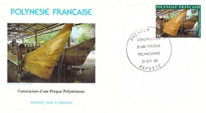 Ersttagsbrief Polynesien Französisch - Bau Eines Kanus 1986* - Bild 1 von 1
