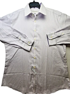 Camisa de vestir JHane Barnes ajustada manga larga púrpura a rayas para hombre talla 17-35 - Imagen 1 de 14